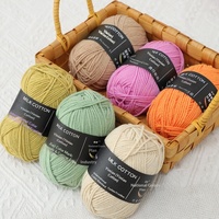 Pelote de laine en coton peigné teint 4 brins de 50g, fil mélangé pour crochet artisanal, idéal pour pulls, bonnets et écharpes de poupées - Vente en gros