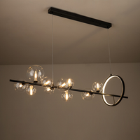 Lustre moderne créatif en métal éclairage 7/10 bulles de verre clair Long rond G9 luminaire maison lumières salon cuisine