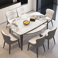 Table et chaises de salle à manger italiennes en roche, combinables, extensibles et polyvalentes, du carré au circulaire, tables de salle à manger minimalistes pour la maison