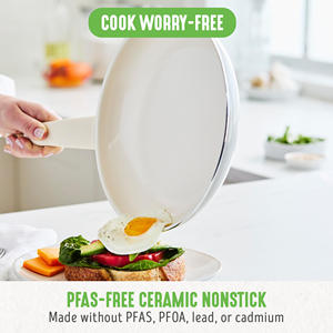 Nouvelle conception, batterie de cuisine légère en aluminium pressé, 8 pièces, revêtement céramique antiadhésif, poêle à sauter, casserole, poêle à frire, compatible lave-vaisselle - Product Image 3