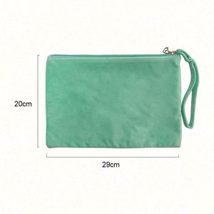 Sac de maquillage en velours écologique, personnalisable avec logo imprimé, portable, vert, réutilisable, pour femmes, vente en gros - Product Image 2