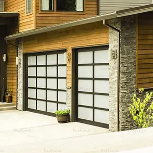 Instime 2023 alta qualidade melhor preço, bela porta de garagem automática de madeira porta da garagem para casa