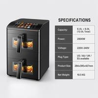 Friteuse à air chaud sans huile, four à air chaud numérique avec menu, kit de nettoyage facile, ensemble complet pour la cuisine, meilleur achat