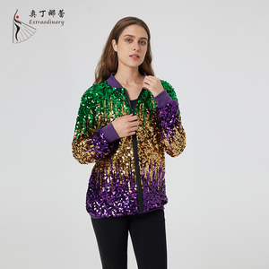 Fashion Women Coat <strong>Glitter</strong> Reversible Mardi Gras Outfit Sequin <strong>Jacket</strong> - Product Image 4