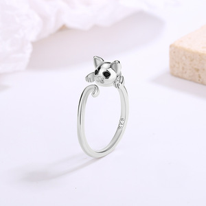 Anello Aperto con Gatto Smaltato per Donne, Gioiello Regolabile a Forma di Animale - Product Image 4