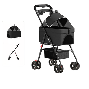 Poussette pliable robuste et réglable pour chiens et chats, design spacieux pour les promenades en centre commercial, chariot professionnel pour animaux de compagnie - Product Image 6