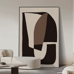 Abstract Painting Oil <b>Canvas</b> Wall Art Black <b>Frame</b> Rectangle Modern Living Room Decor - Product Image 4