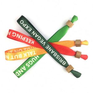 Personnalisez votre propre bracelet en tissu PET recyclé écologique pour festival ou événement, avec perle en bambou - Product Image 2