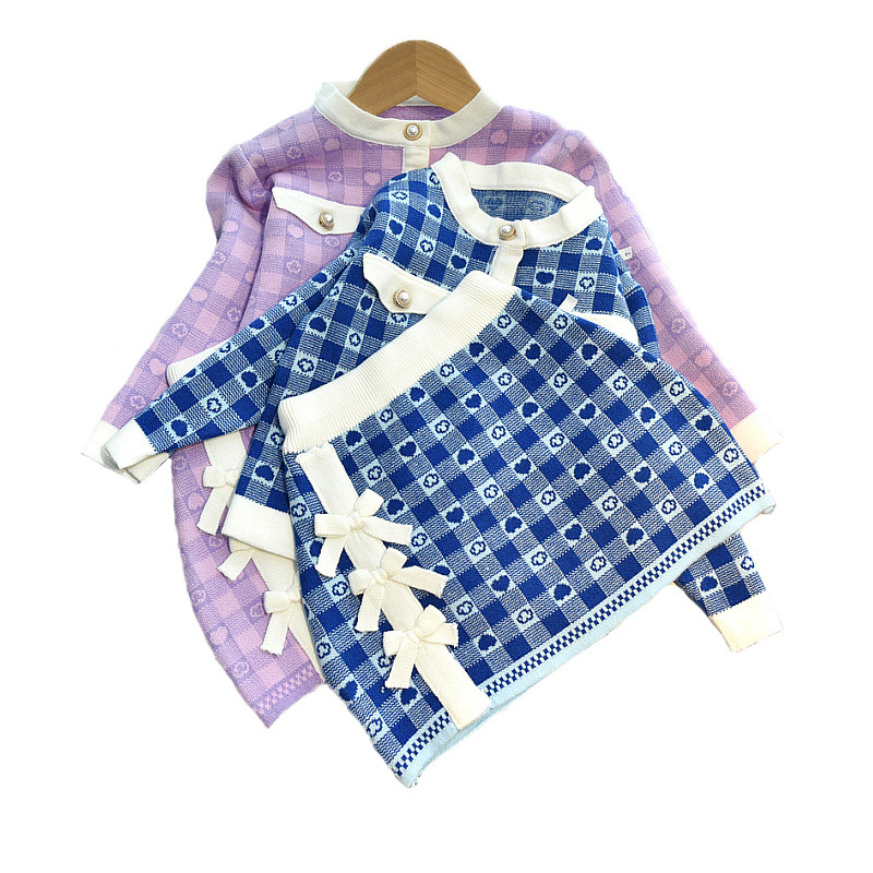 Winter Clothes for Girls Autumn Long Sleeve Knitted Sweater Cardigan Skirt 2PCS Children's Clothing Girls Fall Set