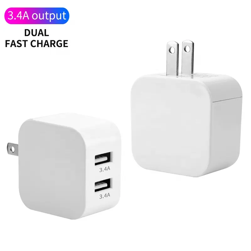 wall charger 5V 3.4A usb port double usb mobile usb charger for ios and android phone