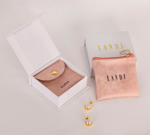 กล่องใส่เครื่องประดับหนัง PU สีชมพูเนื้อสัมผัสแบบหิมะ พร้อมซิป สำหรับเก็บต่างหู แหวน สร้อยคอ - Product Image 2