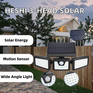 مصابيح HESHI الشمسية بثلاثة رؤوس قابلة للتعديل مع مستشعر حركة <span class=keywords><strong>LED</strong></span> IP54، إضاءة نهارية 180 درجة 5000K، مادة ABS، معتمدة من CE، بطارية تدوم 30000 ساعة - Product Image 4