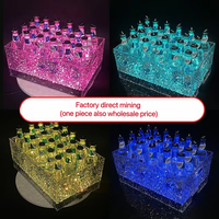 Seau à glace carré moderne en LED, en plastique acrylique transparent, lumineux, portable, boîte à bière et soda pour 24 canettes, pour fête, bar, KTV