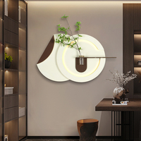 Peinture décorative murale 3D en grès avec plantes vertes hydroponiques suspendues et éclairage LED pour salon moderne