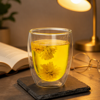 Tasses à café et à lait en verre borosilicate à double paroi, isolées et résistantes à la chaleur, prix d'usine