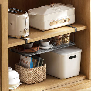 ขยายได้ภายใต้ตู้จัดระเบียบโลหะแขวนใต้โต๊ะตะกร้าสำหรับห้องซักรีดตู้ม้านั่งรองเท้าตู้เสื้อผ้า - Product Image 2