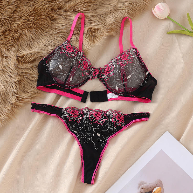 Wholesale New Arrival Beautiful Women's Sexy Bikini Lingerie Set Underwire Floral Breathable Custom OEM Supplier