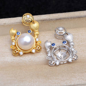Pendentif crabe argenté 925, accessoire DIY pour bijoux en perles, plaqué or JG5900, base de crabe, finitions de bijoux - Product Image 4