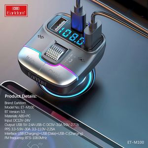 Earldom Cargador de coche USB dual con manos libres BT Kit de coche Transmisor FM estéreo Reproductor de MP3 Modulador Formato de audio APE - Product Image 4