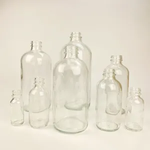 Leere 8 Unzen 60 ml 120 ml 250 ml Boston runde Bernstein-Glasflasche Ätherisches Öl-Flasche Glas-Pharmazeutika-Flasche mit Kunststoffkappen