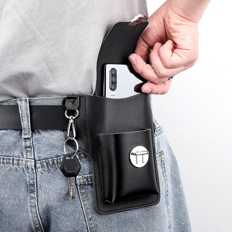 Porte-téléphone multifonction en cuir PU avec clip de ceinture, sac de  taille, étui pour téléphone portable et cigarette| Alibaba.com