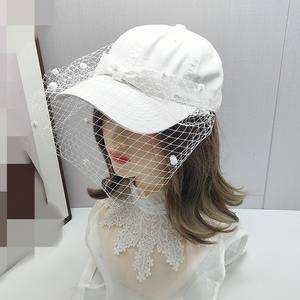 Berretto da Baseball da donna di ultima moda nero e bianco lavato in Denim cappello da sole con velo a rete stile <span class=keywords><strong>camionista</strong></span> - Product Image 2