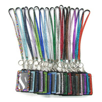 Lot de 100 porte-badges en polyester avec cordon, strass scintillants et sangle à crochet
