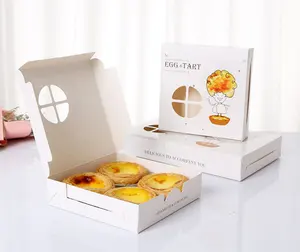 bisküvi düz kutu Suppliers-Özelleştirilmiş gıda sınıfı kraft kağıt kek kutusu yumurta tart bisküvi pasta ambalaj kutu baskısı yağ geçirmez yüksek kaliteli