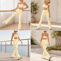 Ensemble de yoga 2 pièces personnalisé pour femme : Soutien-gorge de sport à fines bretelles et leggings évasés taille haute – Tenue de sport et fitness en gros