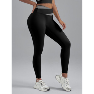 Leggings Deportivos de Cintura Alta para Mujer, Color Negro, Tejido de Punto, Sin Costuras, Elásticos y Transpirables, Marca New York - Product Image 1