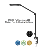Lampe de bureau LED à intensité variable tactile/télécommandée CRI95, design contemporain écologique, alimentation CA, structure métallique pliable pour salon, bureau et salle d'étude