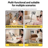 Support de tablette pliable réglable, rotation à 360 degrés, 3 sections, bras réglables, support de téléphone de chevet pour téléphone de 5 à 12 pouces, iPad Pro Mini