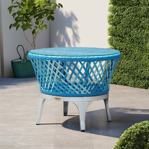 OSMEN <span class=keywords><strong>Ostra</strong></span> Table de tissage pour balcon Table basse en rotin Table d'appoint ronde stockable pour l'extérieur - Product Image 1
