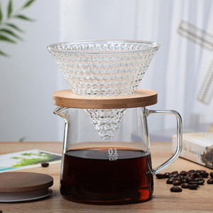 Offre Spéciale 300ml 500ml au <span class=keywords><strong>micro</strong></span>-ondes Et Résistant À la chaleur En Verre Café Serveur Pour Verser Sur Café pot avec Couvercle En Bois D'acacia - Product Image 3