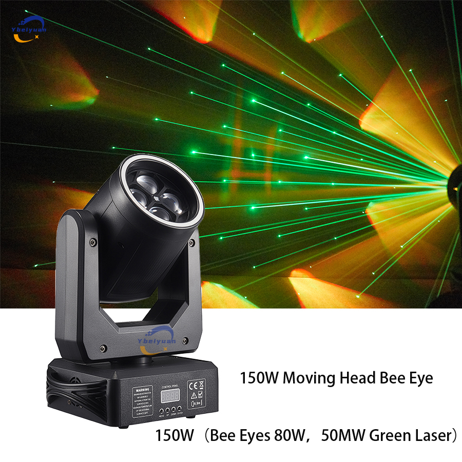 New 150W LED Light 4*25W RGBW 4-in-1 Bee Eye Laser Moving Head Light Disco DJ Christmas Bar Club Professional Stage Effect Light
