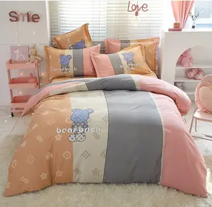 4pcs 100% Cotton Reactive Print Bed Sheet Set Comforter Sets 7 Piece King Size Bedding Set