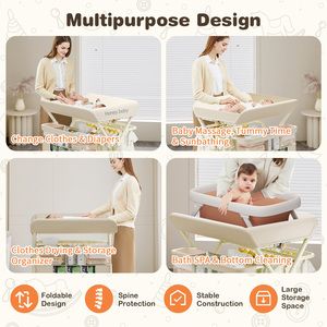 <span class=keywords><strong>Table</strong></span> <span class=keywords><strong>à</strong></span> <span class=keywords><strong>langer</strong></span> multifonction pliable <span class=keywords><strong>pour</strong></span> bébé avec grand panier de rangement, <span class=keywords><strong>baignoire</strong></span> et support de bain <span class=keywords><strong>pour</strong></span> nouveau-nés et tout-petits - Product Image 2