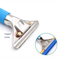 Raclette à double lame en acier inoxydable avec poignée souple et lames en caoutchouc silicone – Outil de nettoyage de vitres efficace pour usage commercial