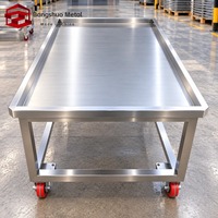 Table de préparation commerciale en acier inoxydable avec roulettes, double niveau 304, table de travail de cuisine, fabrication OEM sur mesure en acier inoxydable