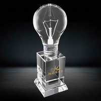 Prix du trophée de l'ampoule en cristal Pioneer à gravure gratuite avec base noire