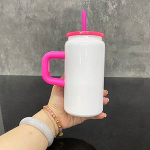 Vaso Infantil de Acero Inoxidable de Doble Pared de 16oz para Sublimación, Color Blanco, con Tapas y Pajitas de Colores para Envolturas UV DTF - Product Image 5