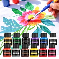 Kit de peinture acrylique non toxique pour adultes et enfants, 12 couleurs, facile à utiliser, séchage rapide, pour peinture sur tissu et dessin.