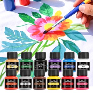 ชุดสีอะคริลิคปลอดสารพิษสำหรับโรงงาน 12 สี ใช้งานง่าย ชุดระบายสีบนผ้าสำหรับผู้ใหญ่และเด็ก แห้งเร็วสำหรับการวาดภาพ - Product Image 5