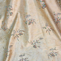 Tissu jacquard champagne tissé avec broderie de perles et de paillettes sur rayonne pour ensembles de costumes, robes et peignoirs pour garçons – Vente en gros été