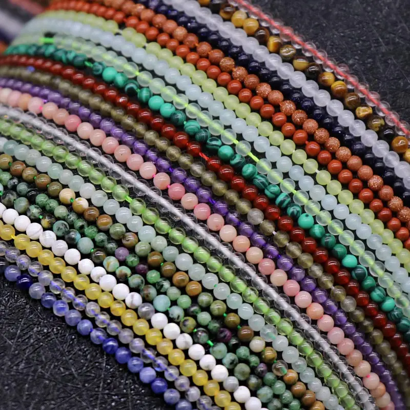 Natural Gemstone Stone 2mm Stone Beads Loose Natural For Jewelry Bracelet Necklace DIY Making Loose Beads