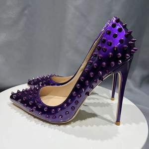 Custom Your Own Logo 12CM/10CM/8CM Quality 2026 Shoes Special Designs <b>Studded</b> Purple <b>Heels</b> for Women - Product Image 3