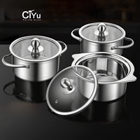 Mangkuk panas mi instan satu orang, panci Stainless Steel baja tahan karat Universal tebal komersial Modern gaya Korea