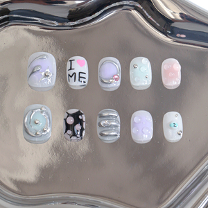 Nuevo contenido personalizado Diseño único Acrílico Cubierta completa Corto Artificial 3D Press-On Nails Faux Ongles Finger Regalo al por mayor - Product Image 4