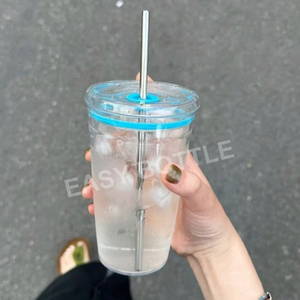 ถ้วยพลาสติกใส450มล. สำหรับฤดูร้อนพร้อมหลอดมีฝาปิด TR * Tan สำหรับดื่มที่บ้านแก้วกาแฟชาผลไม้2025ใหม่สำหรับดื่มในบ้าน - Product Image 1