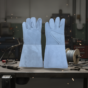 Gants de travail Ttake, accessoires de soudage, équipement de protection en cuir bleu à manchette longue - Product Image 3
